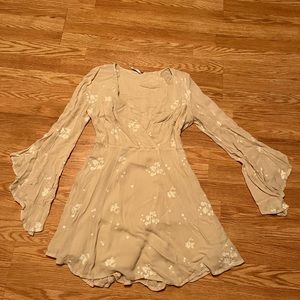 Beige and White Floral Free People Dress